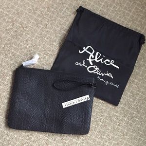 Alice & Olivia brand new black leather wristlet